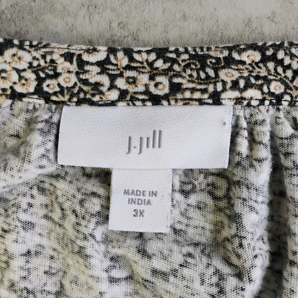 J Jill Ditsy Floral Blouse Womens Plus 3X Boho Bohemian Peasant Relaxed Flowy - Picture 7 of 13